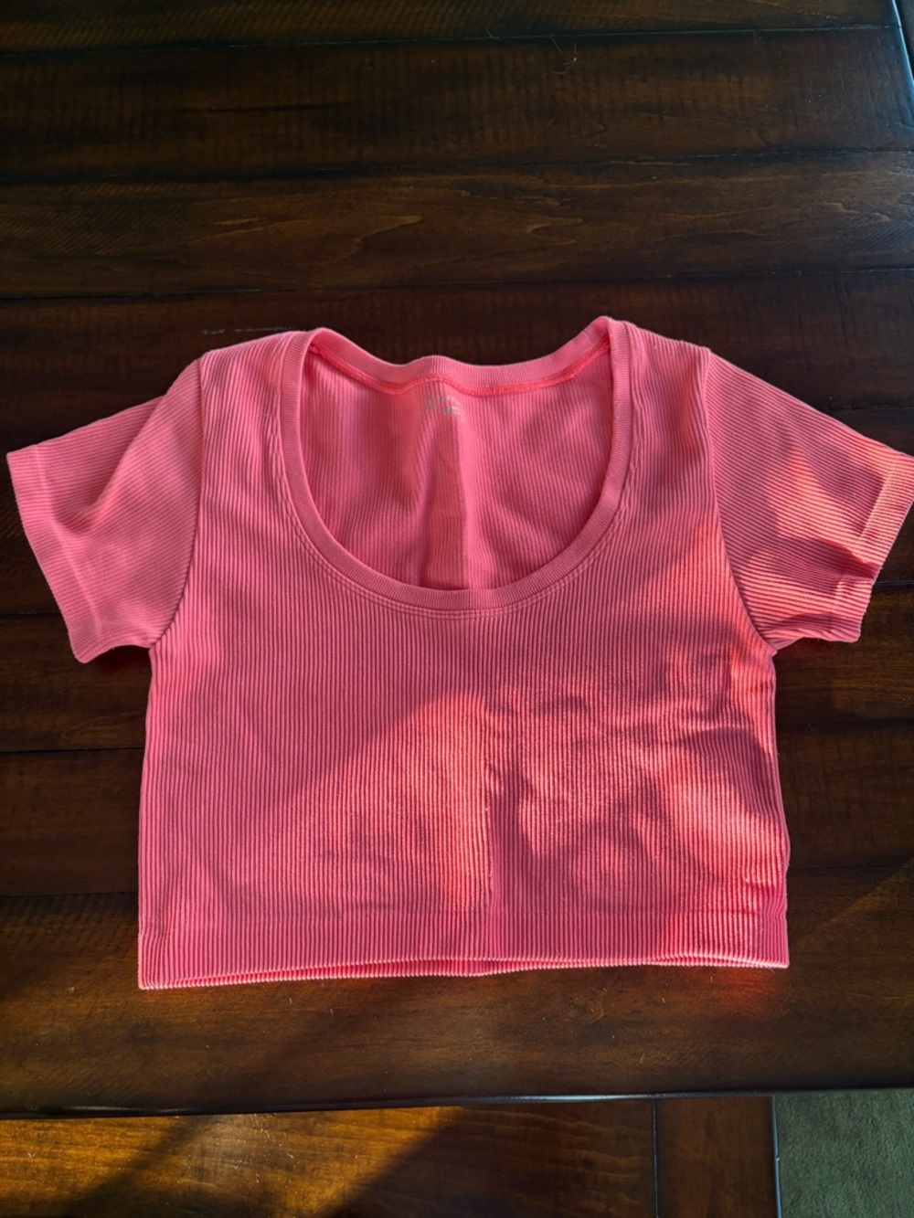 aerie Ribbed Scoop Crop Top - Coral Pink